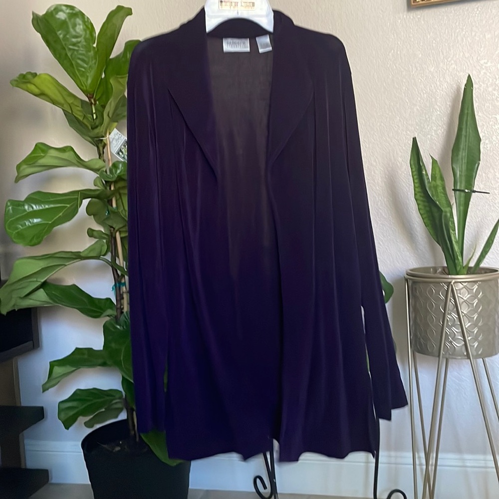 Chicos Women Cardigan Jacket  Purple Closure Stretch Casual Workwear size 1